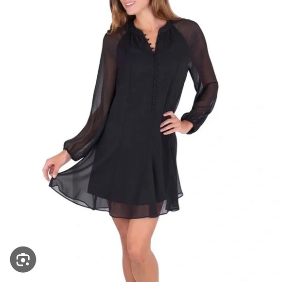 Joie Black V-Neck Bishop Sleeve Sundress